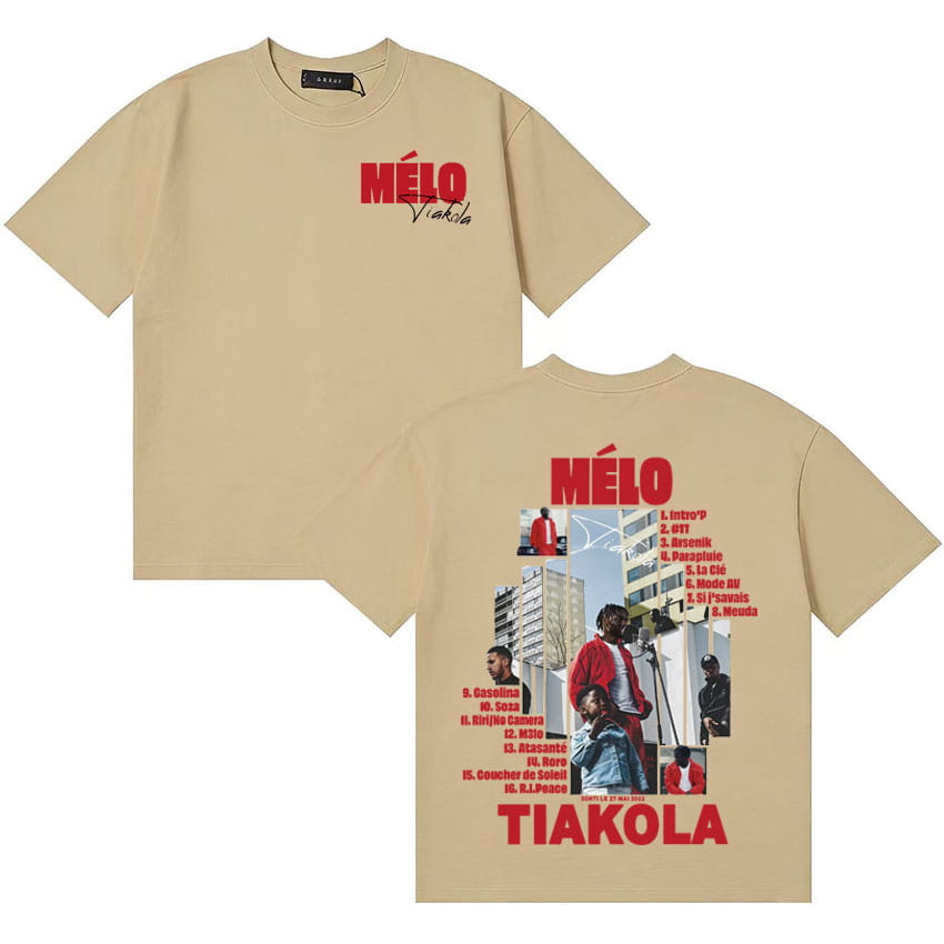 Rapper TIAKOLA MELO Graphic Tour 2025 Men Retro O-Neck Streetwear Tshirts Hip Hop Short Sleeve Clothing Oversized T-shirt Unisex