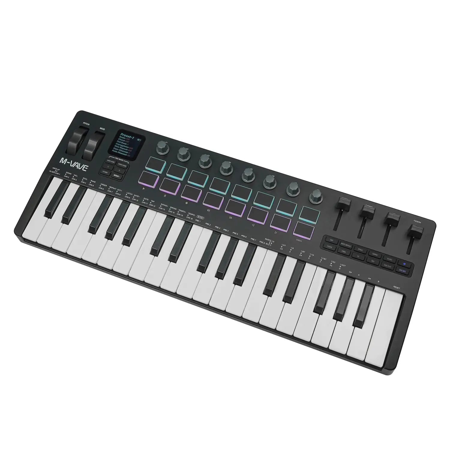 M-VAVE SMK-37 Pro Keyboard 37 Keys MIDI Controller w/Built-in Synthesizer|16 RGB Backlit Drum Pads|4 Sliders|Music Production