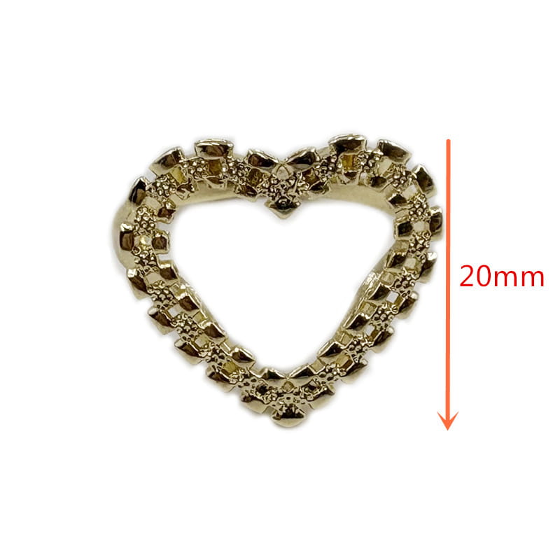 Women’s Hip Hop Heart Shape Chain Design Ring 14K Gold Plated Big Size 20mm Fashion Jewelry Nugget Finger Ring