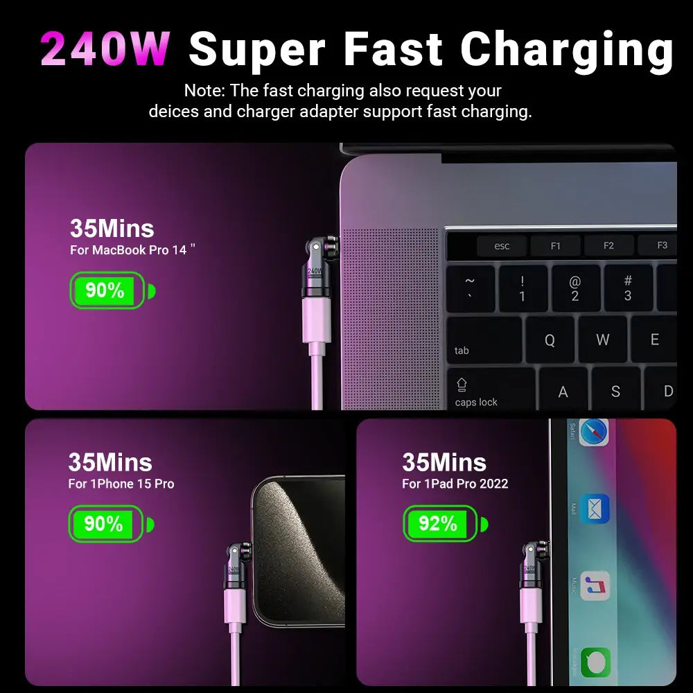 AUFU 9Pin Magnetic USB C OTG Adapter 540 Degree PD3.1 240W Fast Charging Type C Magnet Converter For iPhone 15 16 Laptop Xiaomi