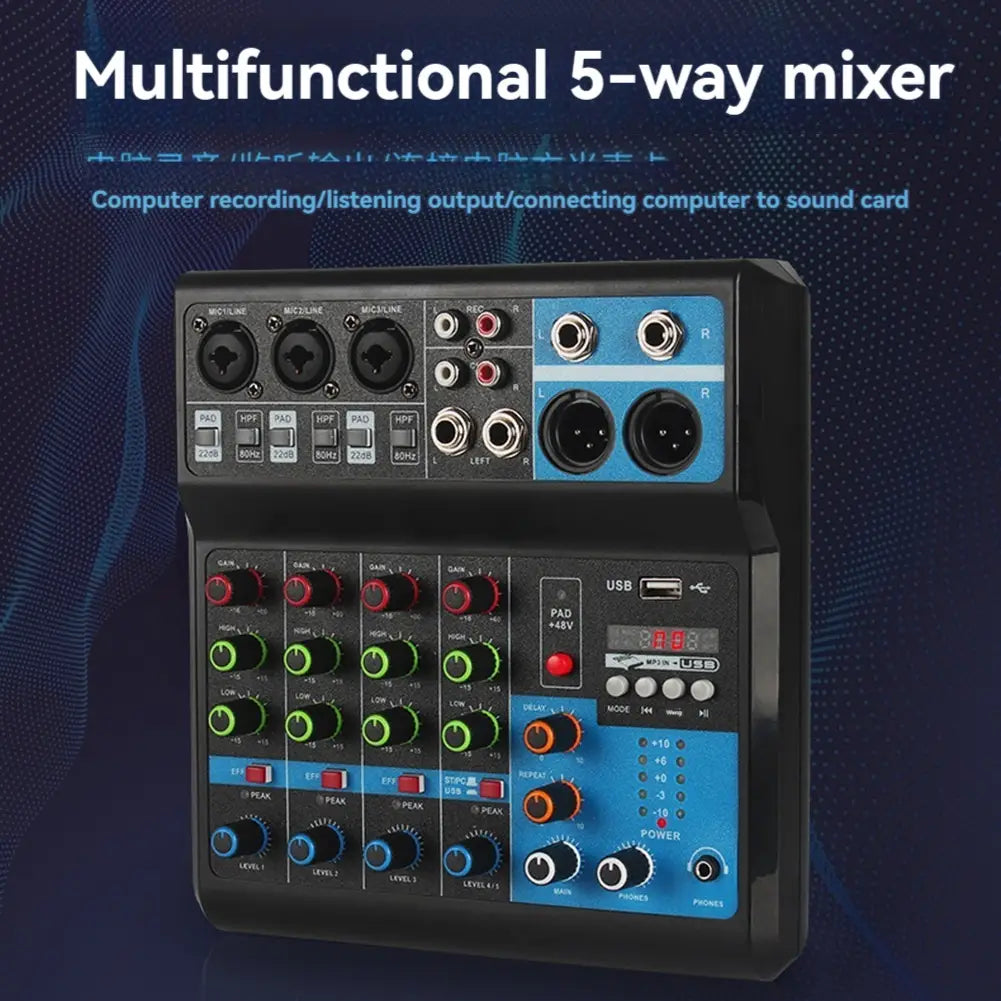 A5 Live Sound Card Mixing Console Mixer For Live Streaming DJ Audio Equipment Professional Audio 5Channel Sound Mixer