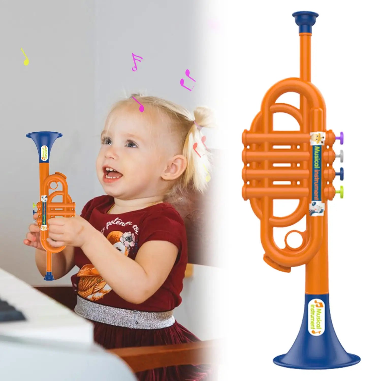 Trumpet Toy for Kids Boys Educational Simulated Trumpet Instruments Toy Children’s Early Childhood Musical Instrument for Boys