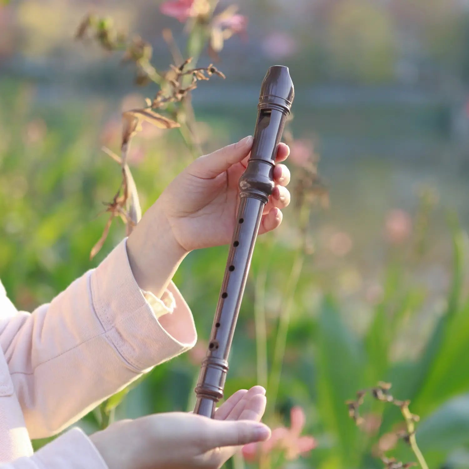 8 Hole Clarinet Long Flute J32 ABS Vertical Flute Musical Instrument Music Education with Cleaning Stick for Children Beginner