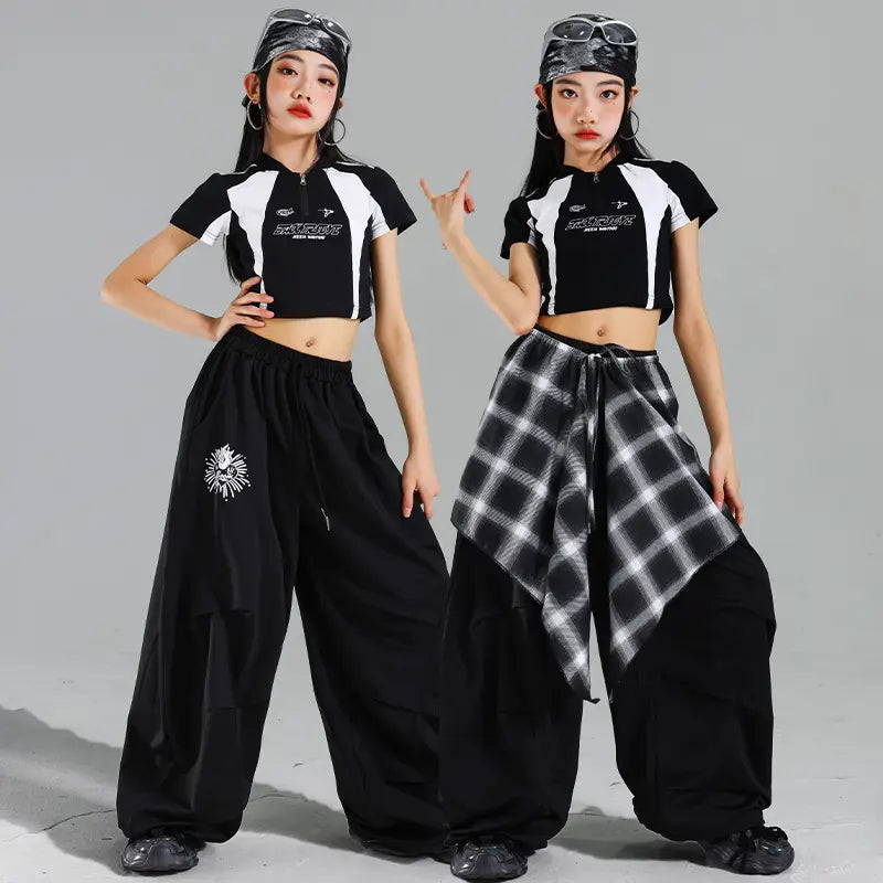 Trendy Design Teenage Child Hiphop Dance Rapper Clothes Young Girl Hip Hop Costume Suit Stage Performance Outfit Kids Streetwear