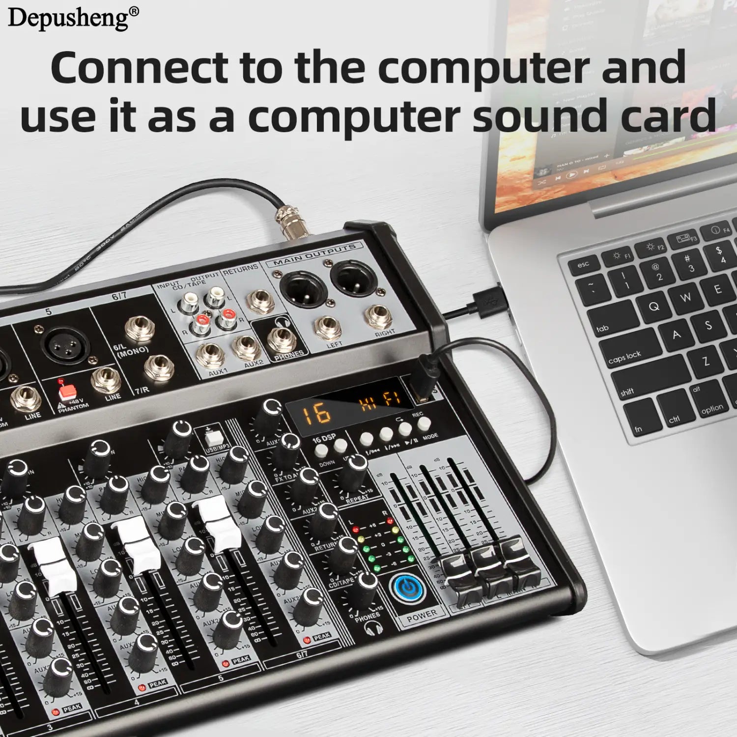 Audio Mixing Console Mixer Professional Audio 7 Channel Sound Mixer For Live Streaming DJ Audio Equipment