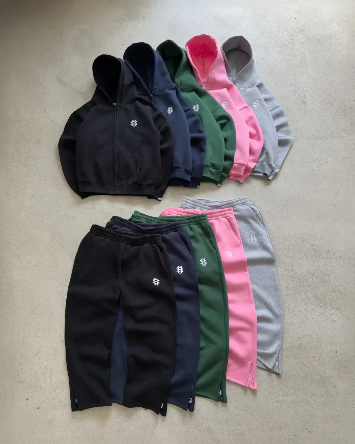 Embroidered sweatpants two-piece set Y2K clothing men’s hip-hop oversized sweatpants casual zipper hoodie