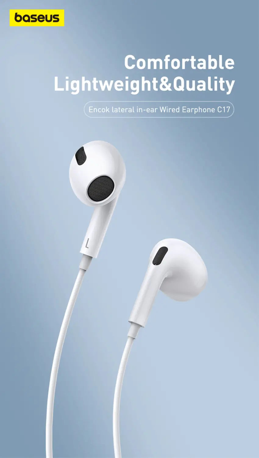Baseus C17 Wired Earphone Type-C with Mic in-ear Wired Headphones For Xiaomi Samsung NOTE 10 NOTE 20 S21 S20 Cellphone Headsets