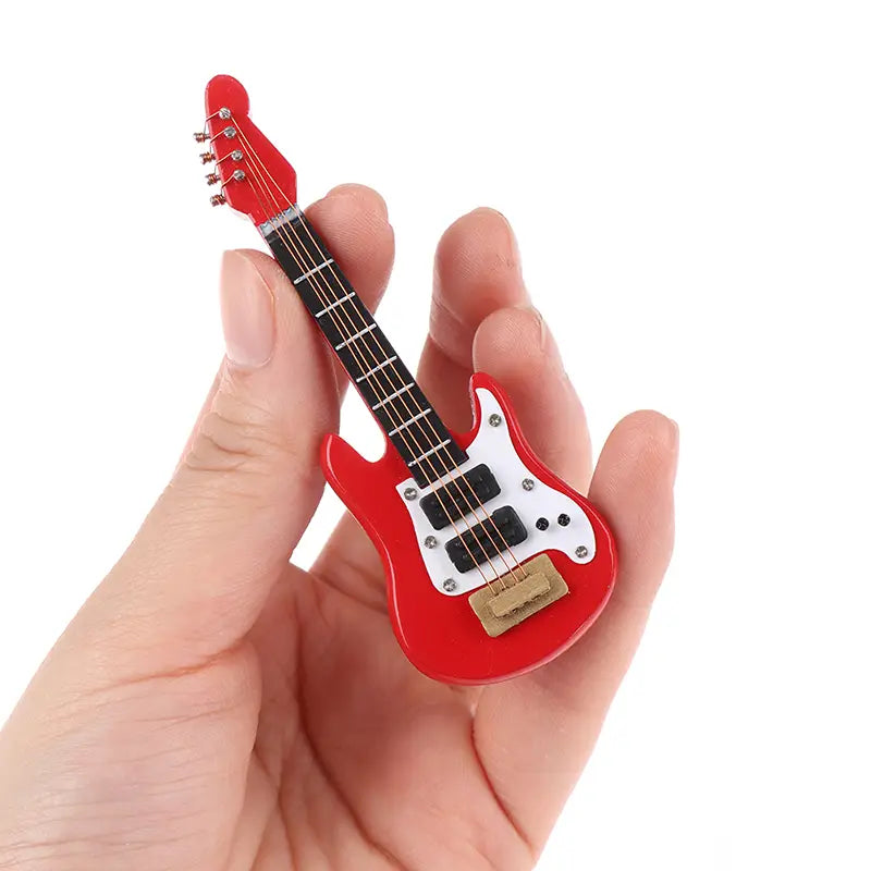 ▶1:12 Dollhouse Miniature Music Electric Guitar Model for Kids Musical Toy Doll House Accessories