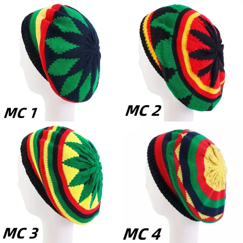 Jamaican Multi-colour Printed Knitted Hat Bob Rasta Beanie Hats Hip Hop Cap Men Women Caribbean Fancy Dress Reggae Beret Cap
