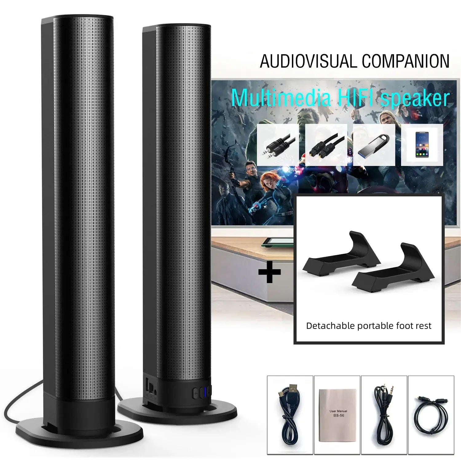 FM Soundbar TV Bluetooth Speakers HDMI/AUX/BT/OPT Connections Soundbars with 2-in-1 Detachable Home Cinema Shengba Sound System
