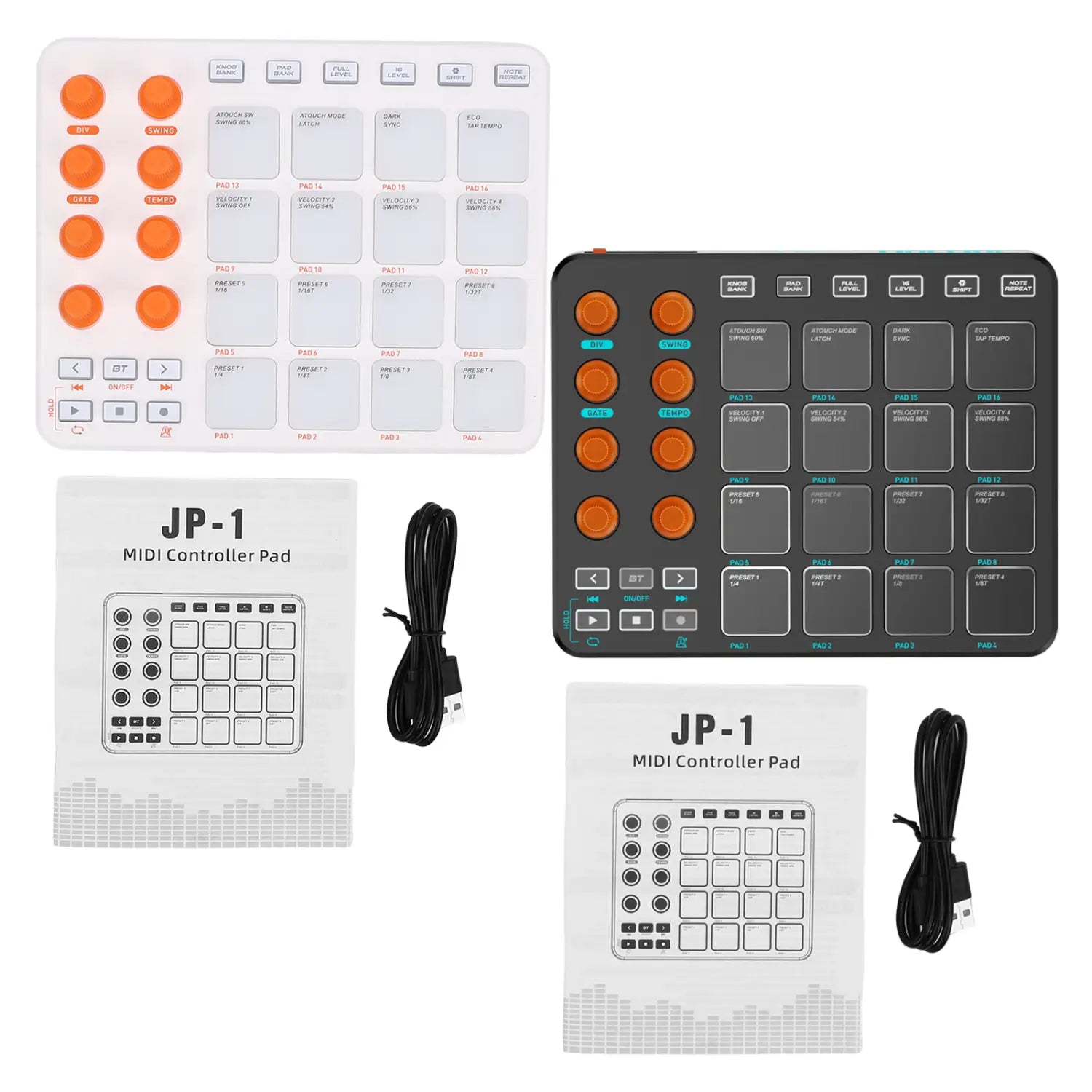 MIDI Controller Wireless MIDI Keyboard Pad 16 RGB Pads 6 Customizable Buttons 8 Knobs Rechargeable PC Mobile App for Beginners