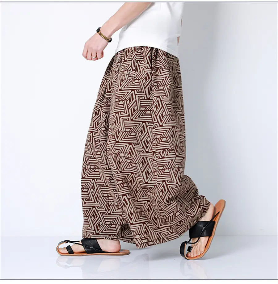 Hip Hop Trend Men Harem Pants Casual Loose Streetwear Retro Printed Joggers Wide Leg Pants Men’s Sweatpants Trousers Oversize