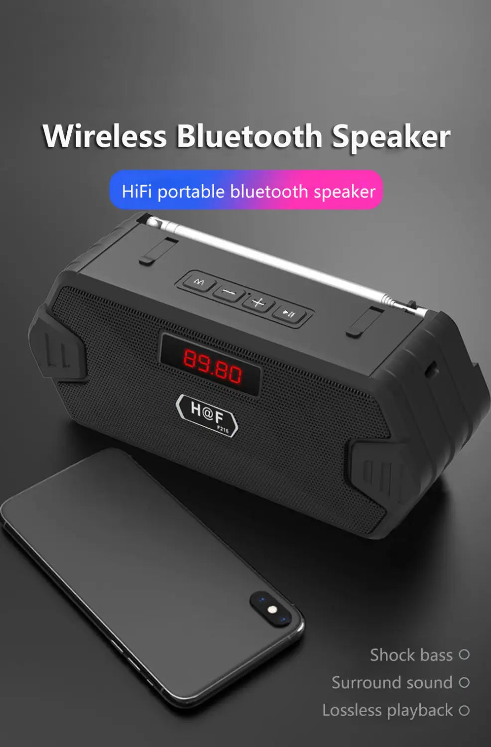 Bass Hifi Outdoor Portable Aux Wireless Bluetooth Speaker Radio FM Receiver Music Sound Box Subwoofer Mp3 Altavoces Bocina Audio