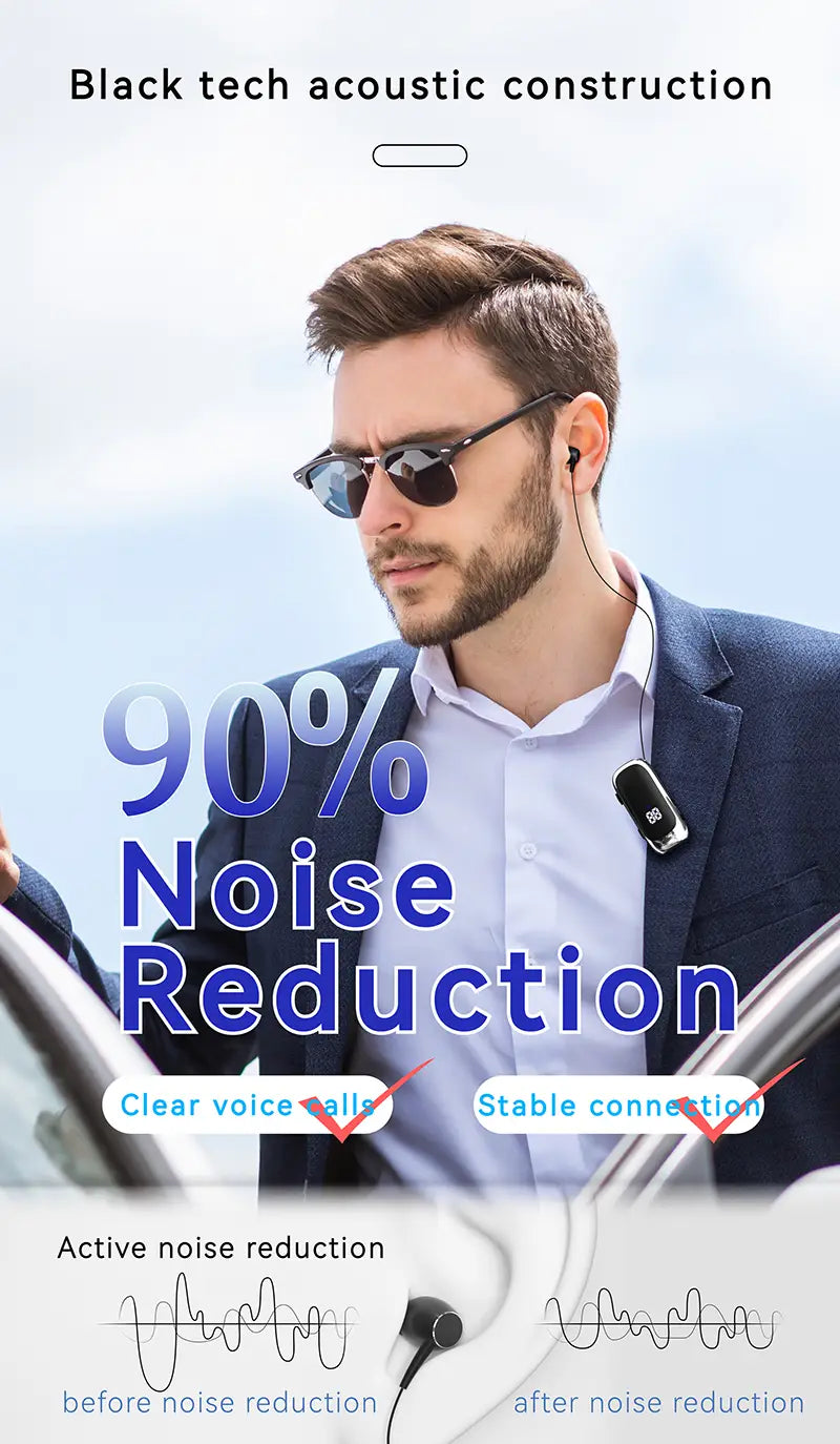 K88 Lavalier Business Bluetooth 5.4 Headphone Talk/Music Time 20 Hours LED Digital Display,Noice Cancelling Wireless Earphones