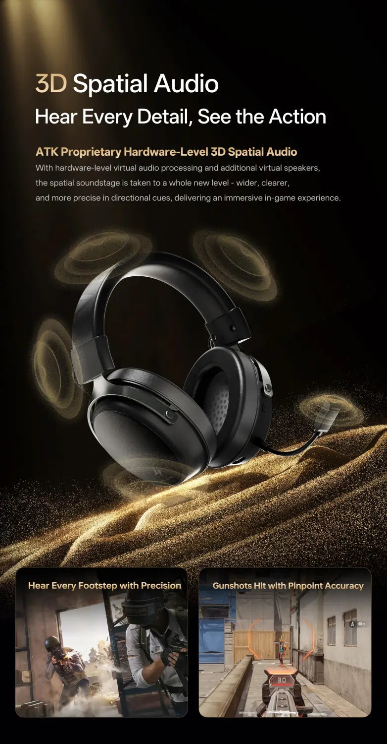 ATK N9 2.4GHz Wireless Gaming Headset with Mic for PS5 PS4 PC Mac Playstation Bluetooth Gaming headphone with Microphone