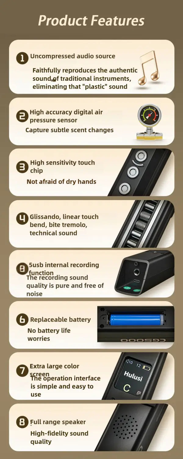 Midi Electronic Wind Instrument Bluetooth Connection Saxophone Portable Mini Electric Saxophone LED Screen Electronic Blowpipe