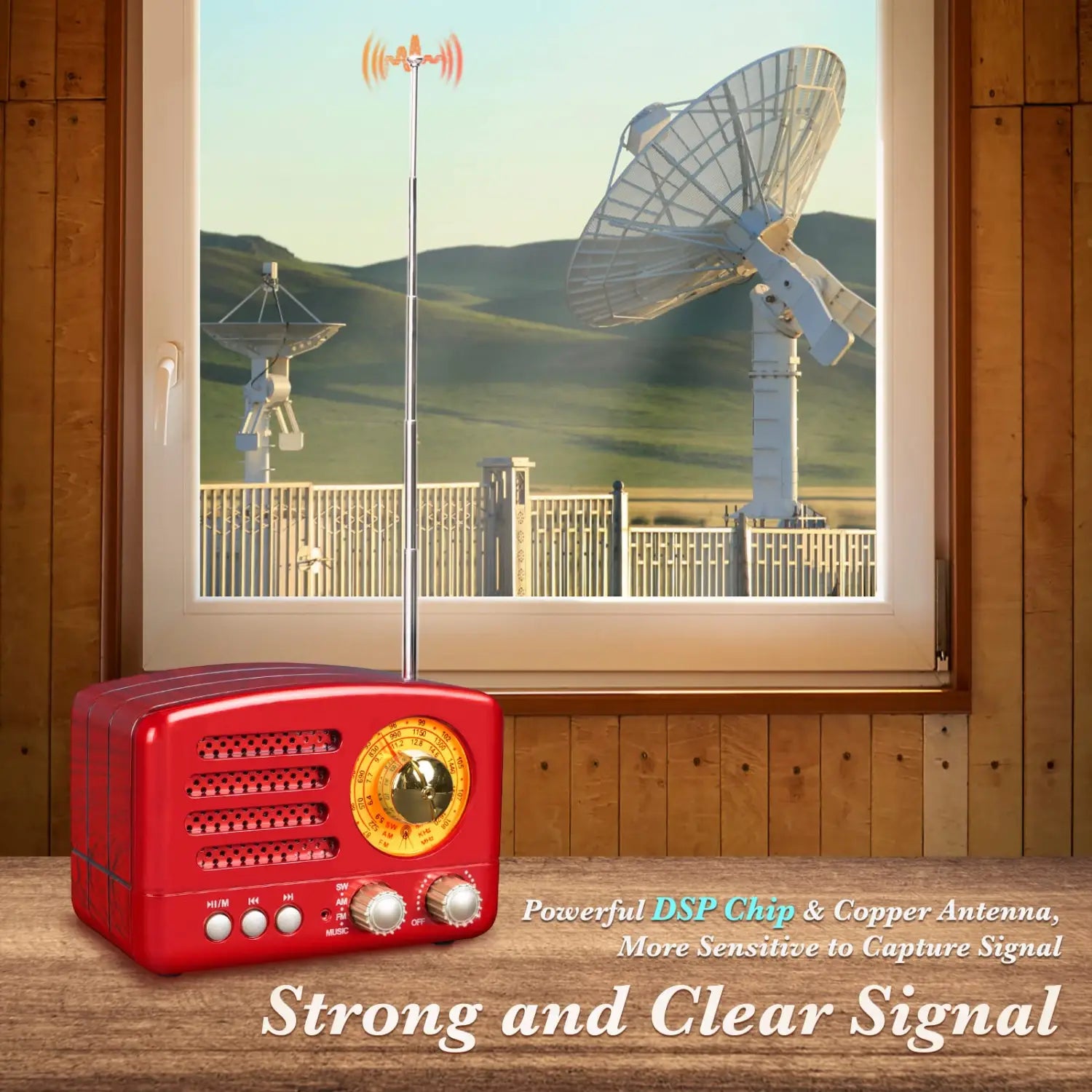PRUNUS J-160 Classical Retro FM AM Desktop Radio Receiver Rechargeable Portable MP3 Radios Stereo 3W Bluetooth Speaker AUX USB
