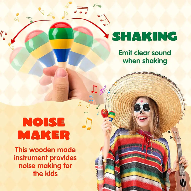 2pcs Sand Hammers Wooden Toys 2Sizes Available Musical Instrument Children Orff Instruments Brain-boosting Montessori Games TMZ