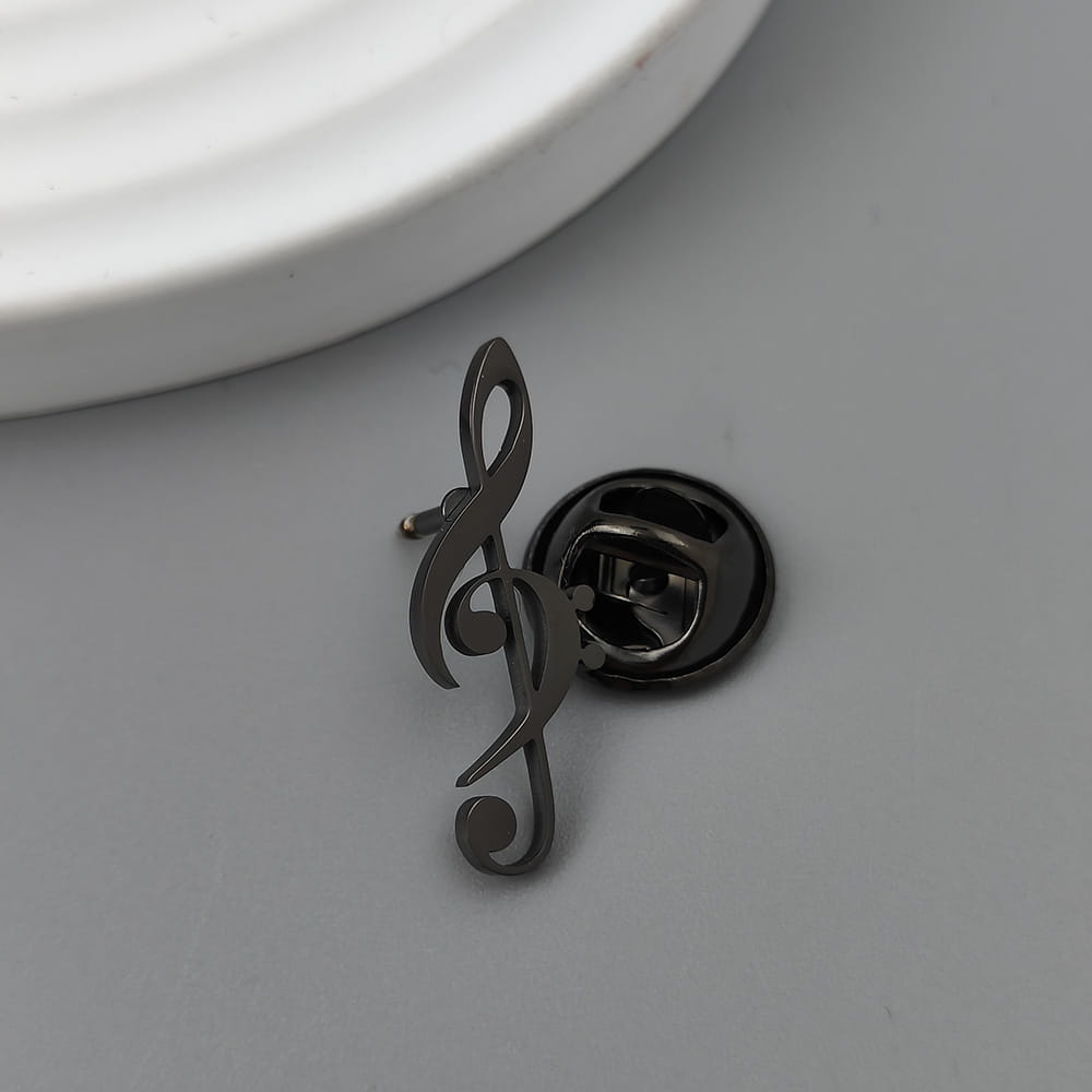Fashionable music symbol brooch stainless steel lapel pin melody symbol music lover accessories popular music accessories
