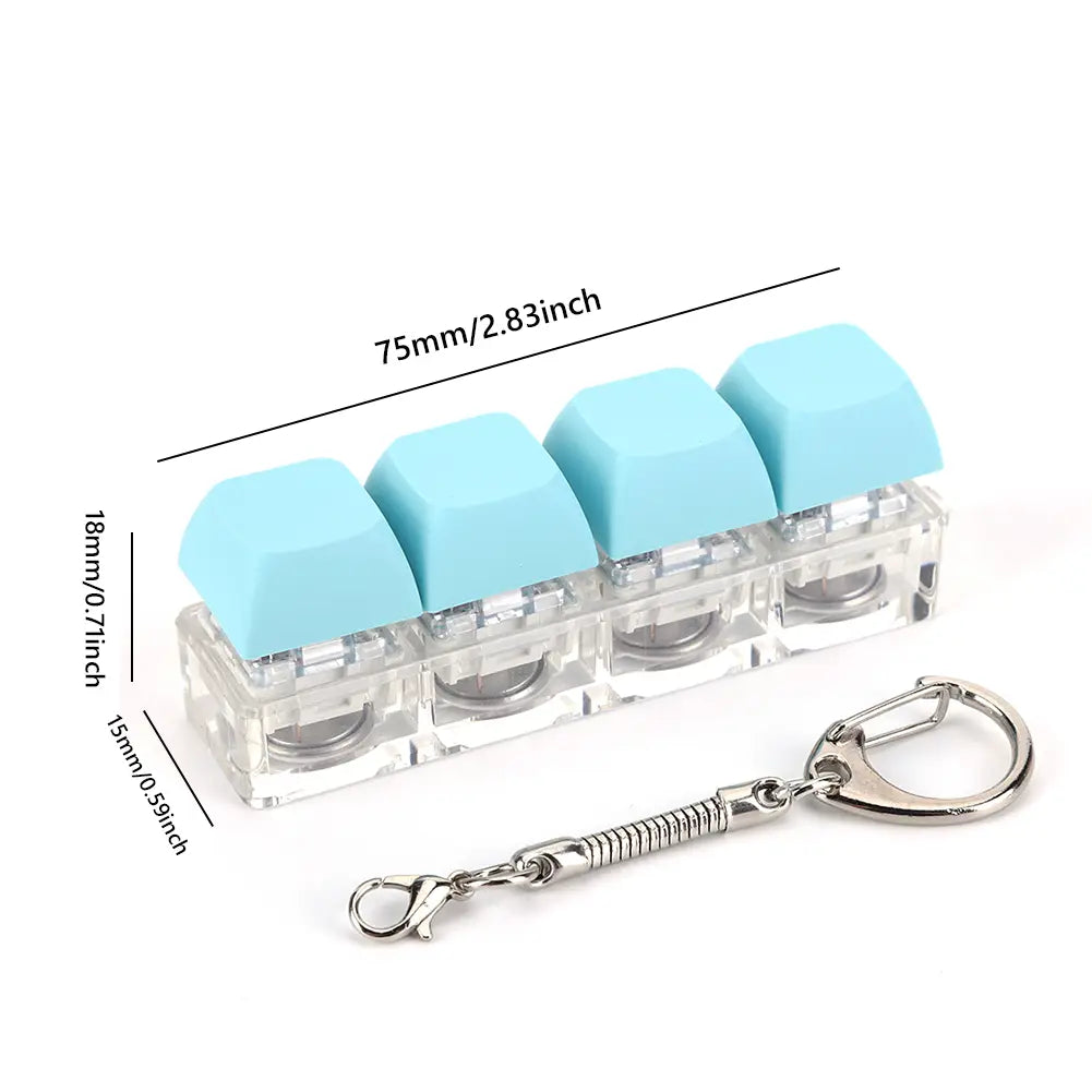 4 Keys Button Keycap Fidget Keychain Keyboard Key Toy Keyboard Clicker Toy Keyboard Cube Toy for Adult Gifts To Relief Pass Time