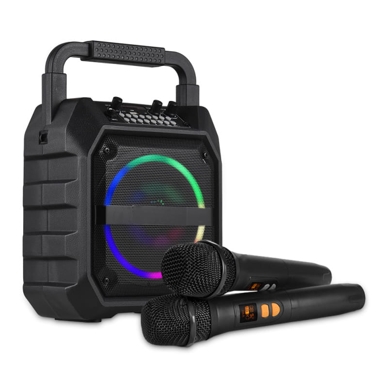 Wireless Musical Instrument Speakers Set Electronic Musical Instrument Accessories with 2 Microphone LED Color Light for Party
