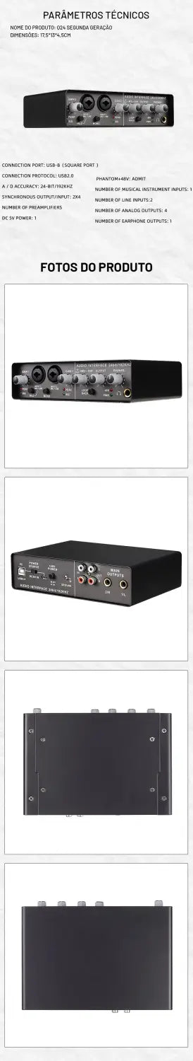 TEYUN Q-24 Audio Interface Sound Card With Monitoring Electric Guitar Live Recording Professional Sound Card For Studio Singing