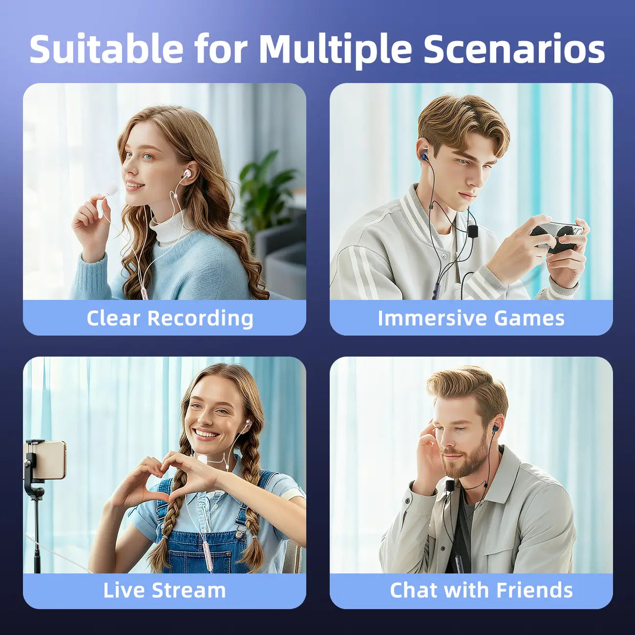 Karaoke Earphones Professional Sound Card Microphone Multi modes Real-time ear monitoring Type-C Vocal Mic Gift for Men Women