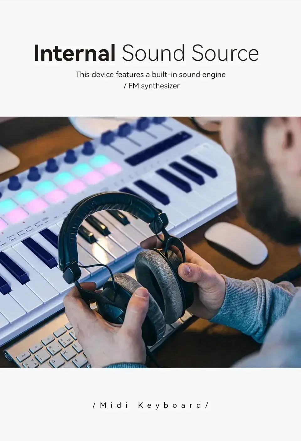 M-VAVE SMK-37 Pro Keyboard 37 Key MIDI Controller With Built-in Synth Engine 8 Knobs + 16 RGB Pads 37 Key MIDI Controller