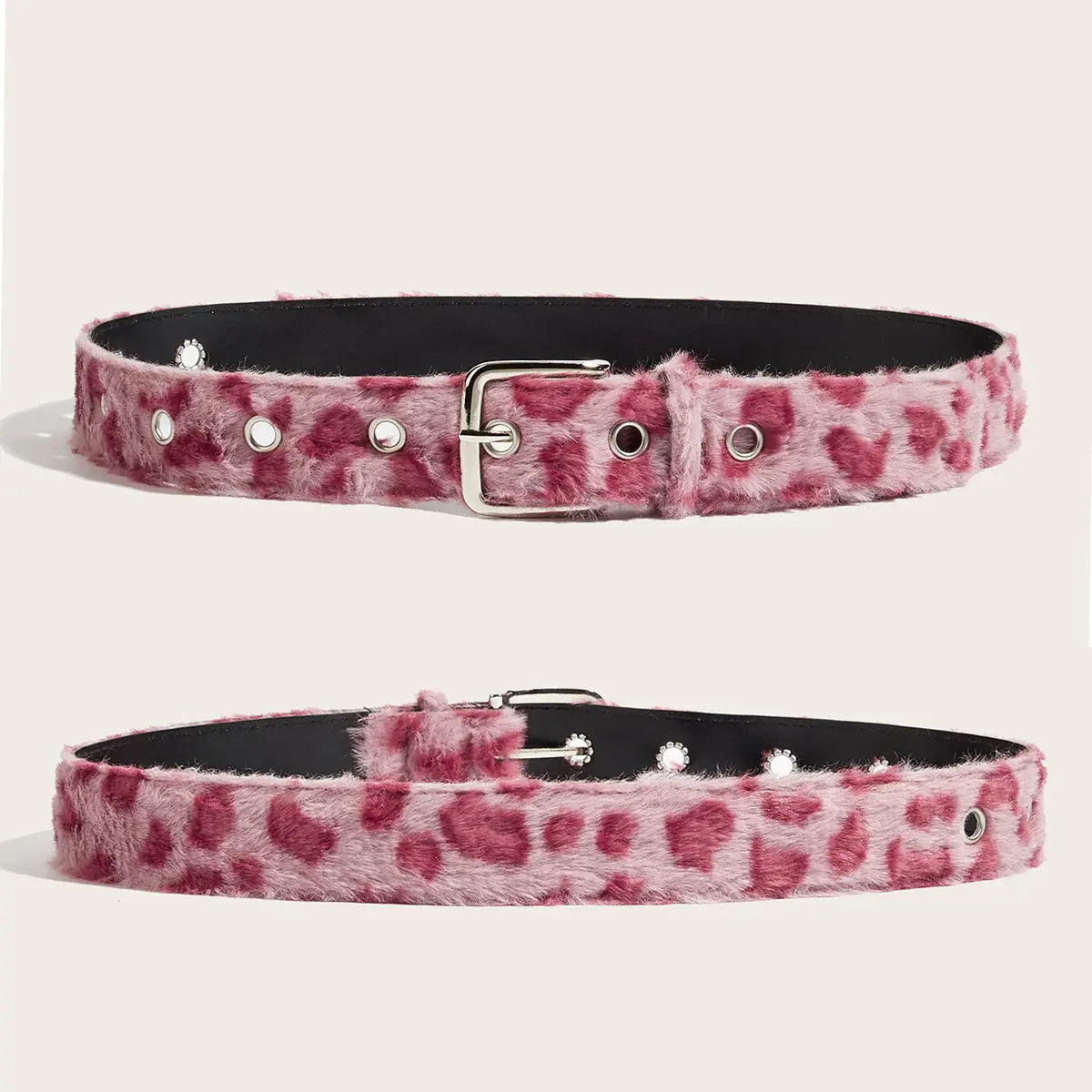 Gothic Y2K Women Belts Fashion Artificial Vivid Animal Fur Waistband Ladies Hip hop Punk Accessories Pink Jeans Waistband winter