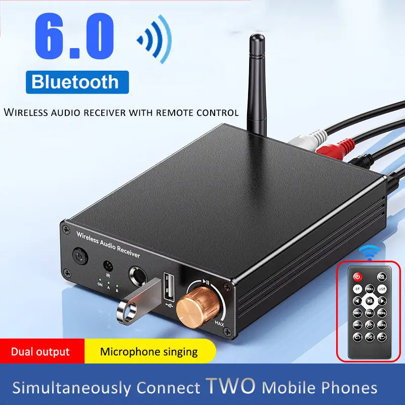 Bluetooth 6.0 Audio Receiver 3.5mm AUX RCA Stereo Wireless Adapter 6.5MM Karaoke USB U-Disk HIFI Lossless Music For Car Speaker