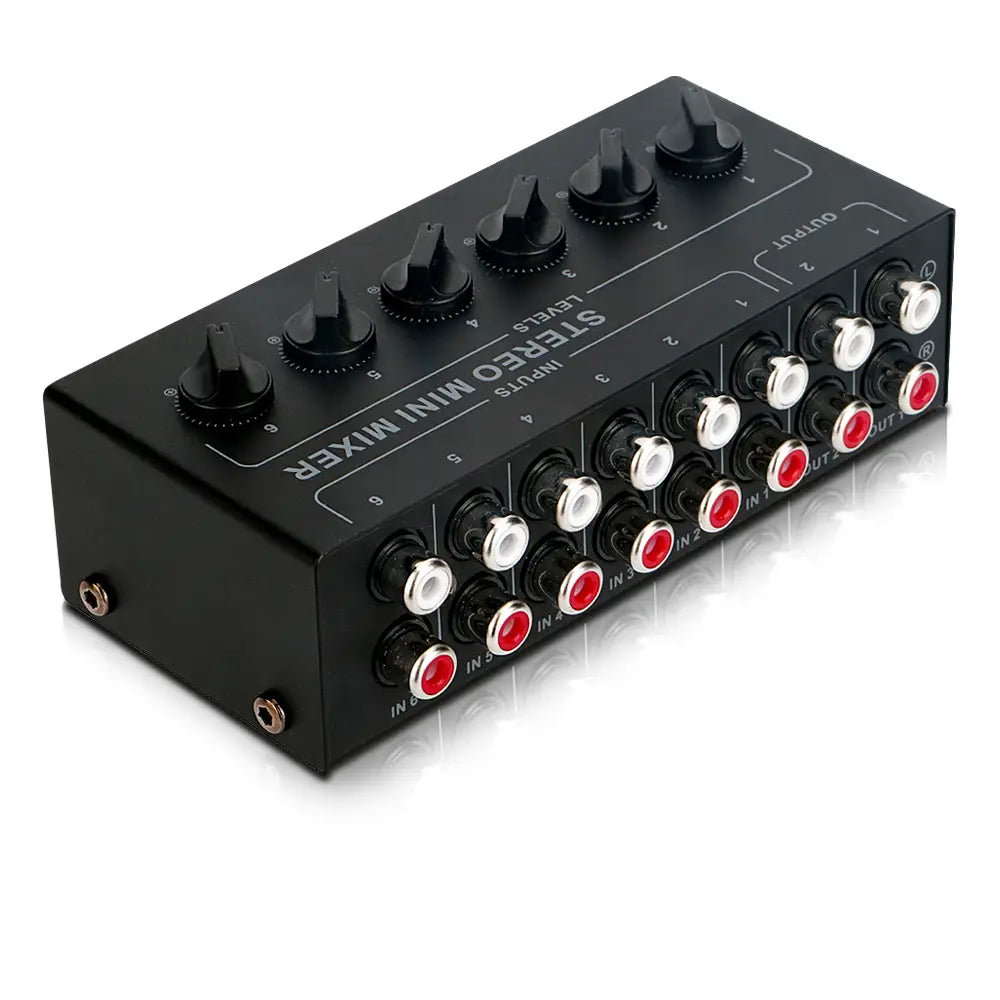 4 6 Channels Stereo Passive Mixer Audio Mixer Portable Sound Mixer RCA Input Ultra Low Noise for Live Studio CD Players