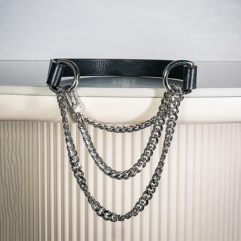 Handmade Black PU Leather Choker Collar For Women Adjustable HiphopTriple-Layer Slip Chain Necklace Fashion Jewelry Necklace