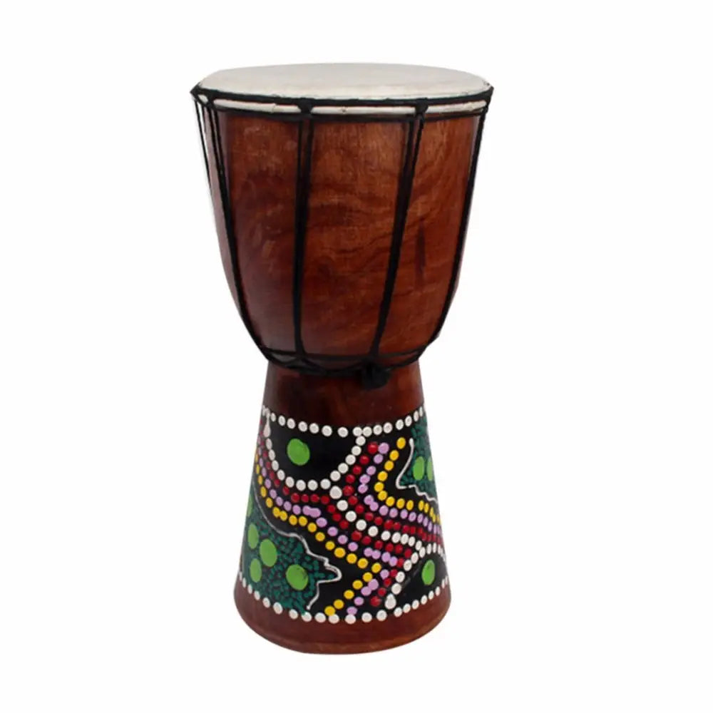6in African Djembe Drum Hand-Carved Solid-Wood Goat-Skin Traditional African Musical Instrument