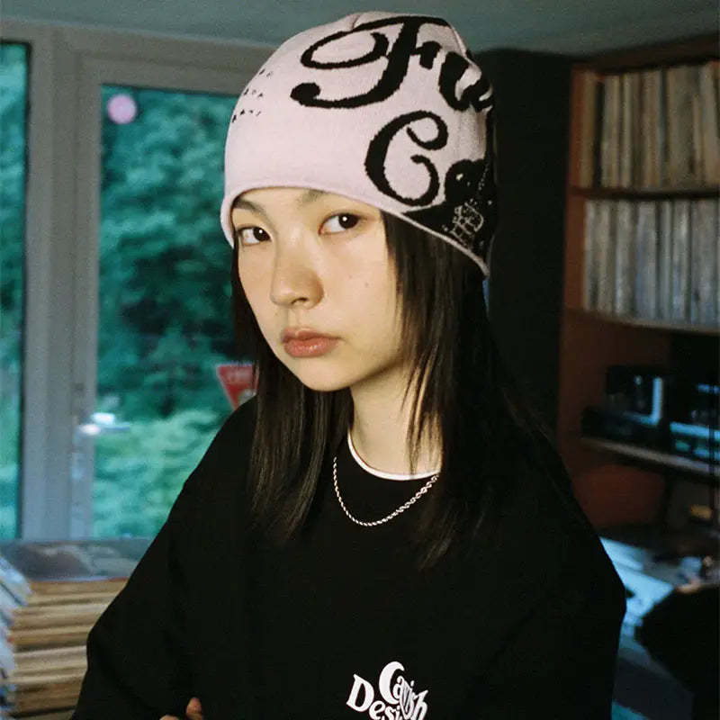 Women’s Beanie Korean Wnter Knit Hip Hop Vintage Gothic Kpop Y2k Hats Streetwear Wool Caps Fashion Aesthetic Unisex Accessories