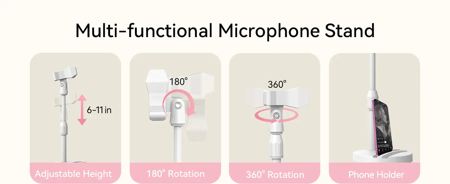 Sing & Record microphone with Earphone Feedback karaoke Mic Works with Spotify Smule YouTube,Apple Music TJ karaoke,Stingray
