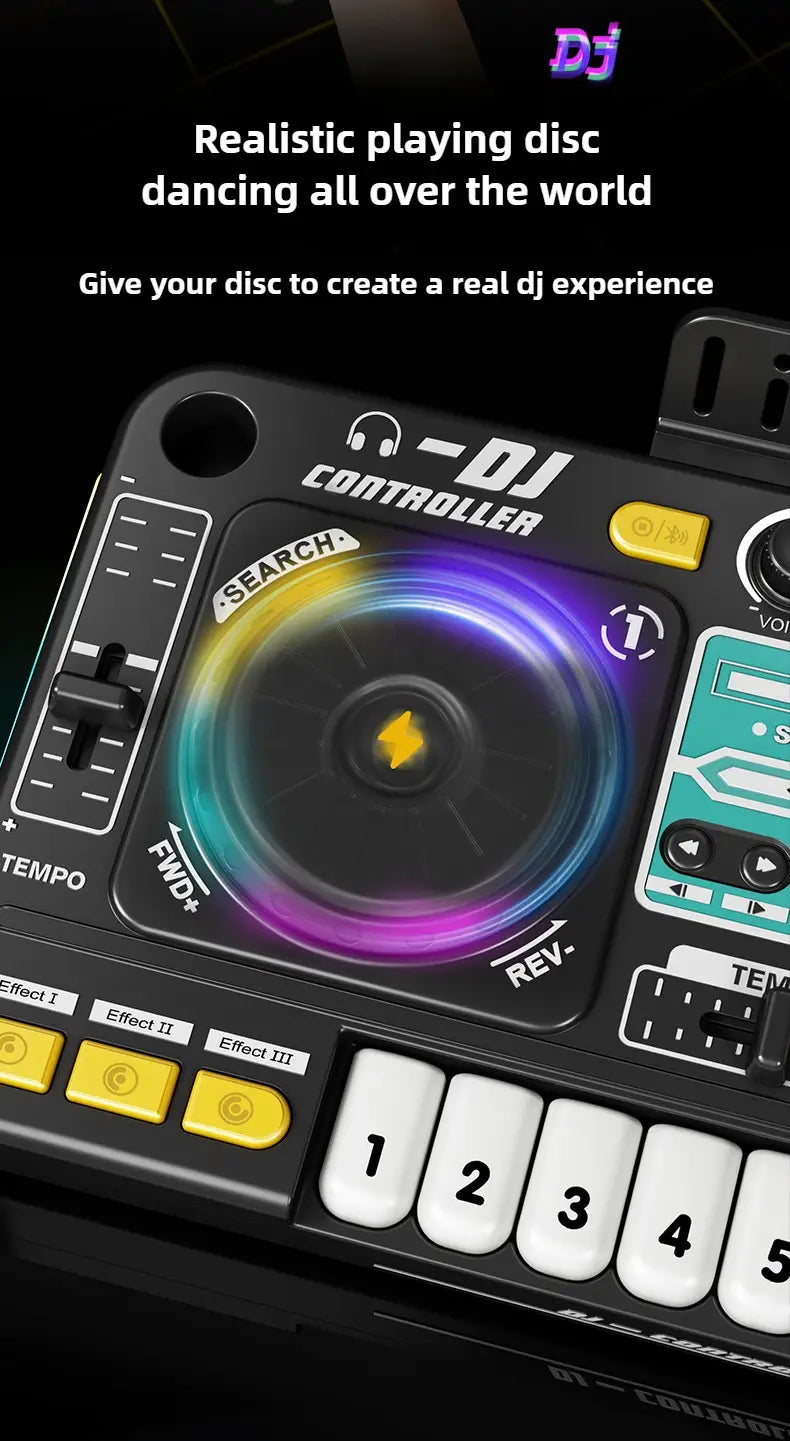 Kids Simulation DJ Mixer Controller Toys Multifunctional Music Effects Electronic Piano Keyboard Learning Birthday Gift Boy Girl