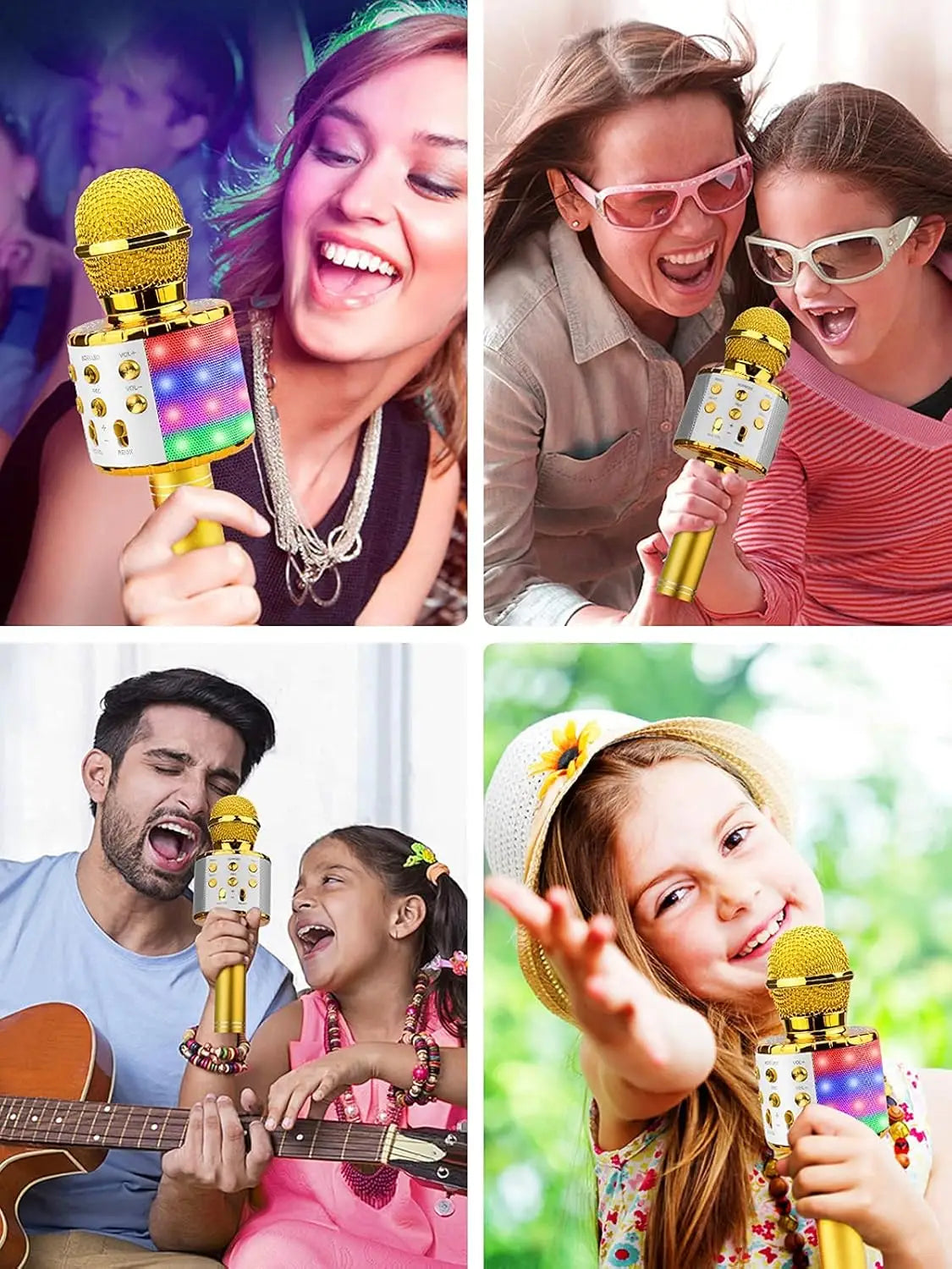 All-in-one LED light karaoke microphone with multiple compatible devices stable connection and fast pairing speed