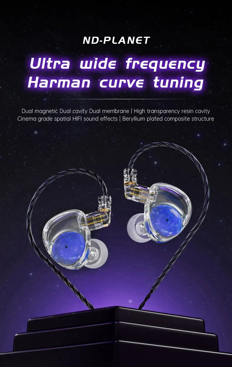 ND Planet Headphones Dynamic Drive HiFi Earphone Stereo Bass Earbud DJ Music Cancelling Sport Headsets with Detachable Cable edx