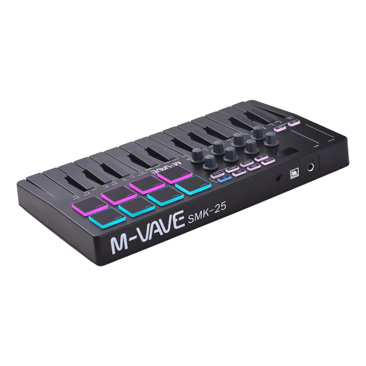 M-VAVE SMK-25 25-Key MIDI Keyboard Controller 8 RGB Backlit Drum Pads Beats Maker Music Keyboard Strike Pad for Music Production