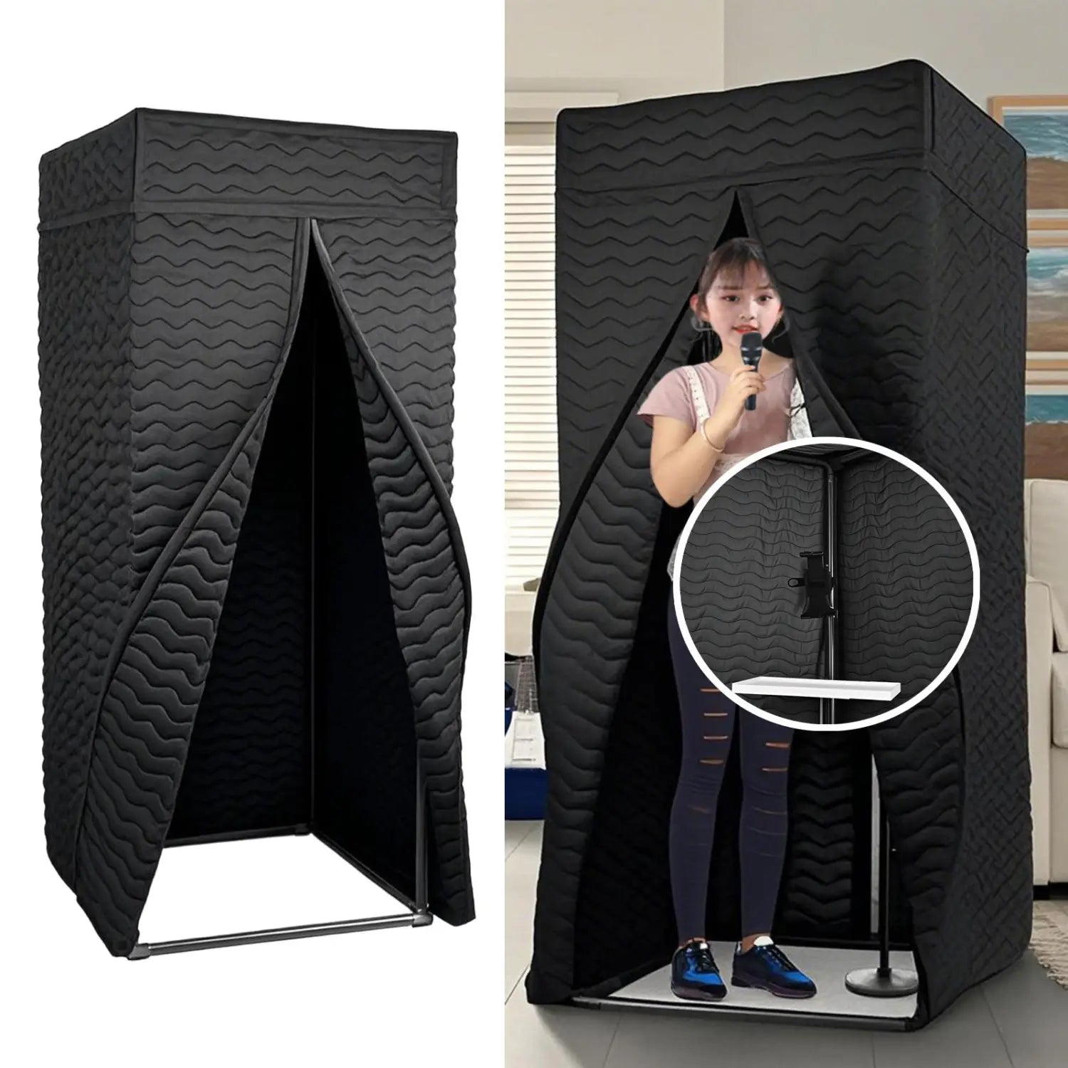 Vocal Booth Soundproof Portable Audio Recording Booth Stainless Steel for Echo Prevention Home Studio Podcast Voiceovers