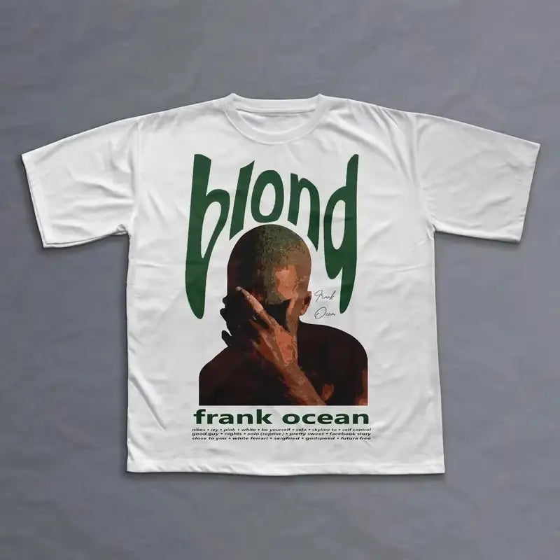 Rapper Frank Retro Graphic T Shirt Men Women Hip Hop Ocean Album Clothing T-Shirts Y2k Unisex Blond Fashion Cotton T-shirt