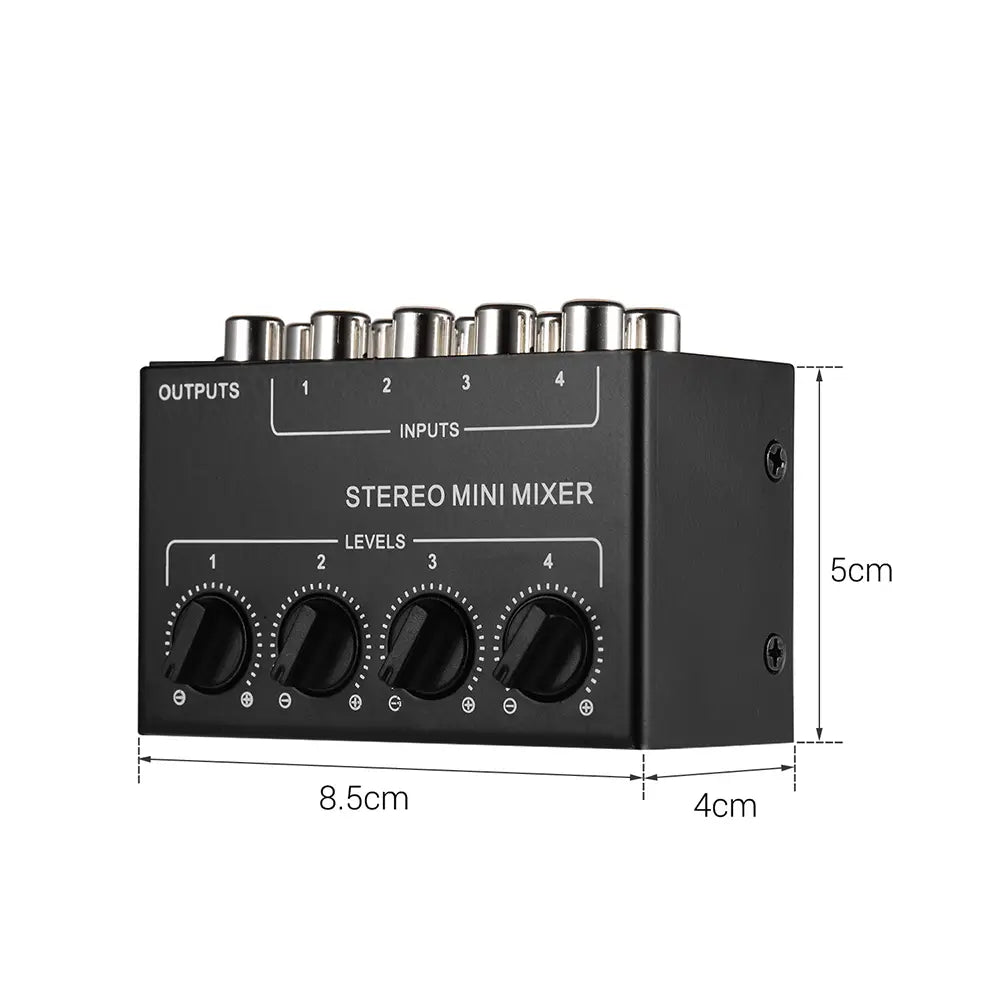CX400 Mini Passive Stereo Mixer RCA 4-Channel Small Audio Mixer Stereo Dispenser for Live Studio DJ Equipment