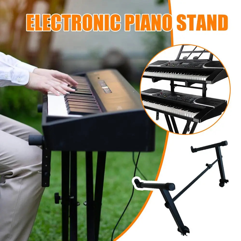 Double Keyboard Stand X Shaped Digital Piano Display Holder Sturdy Musical Performance Rack With Locking Straps Heavy Duty