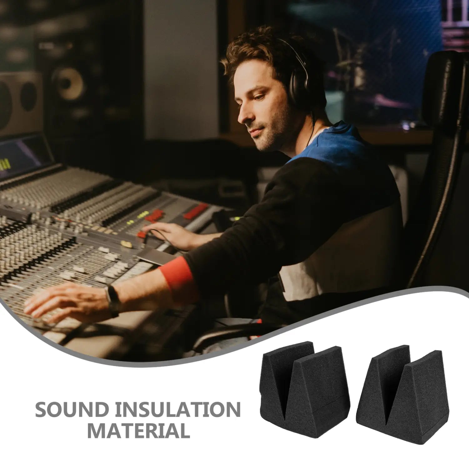 2Pcs Acoustic Foams Soundproof Panels Noise Reduction Wall Panel Sponge Studio Office Home Recording Equipment