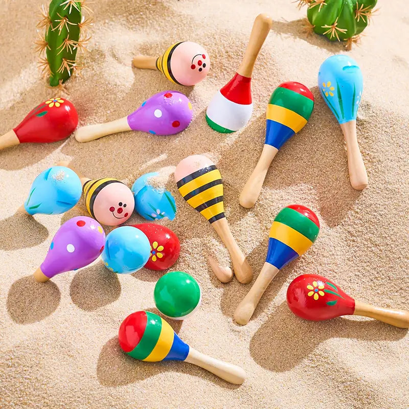 2pcs Sand Hammers Wooden Toys 2Sizes Available Musical Instrument Children Orff Instruments Brain-boosting Montessori Games TMZ