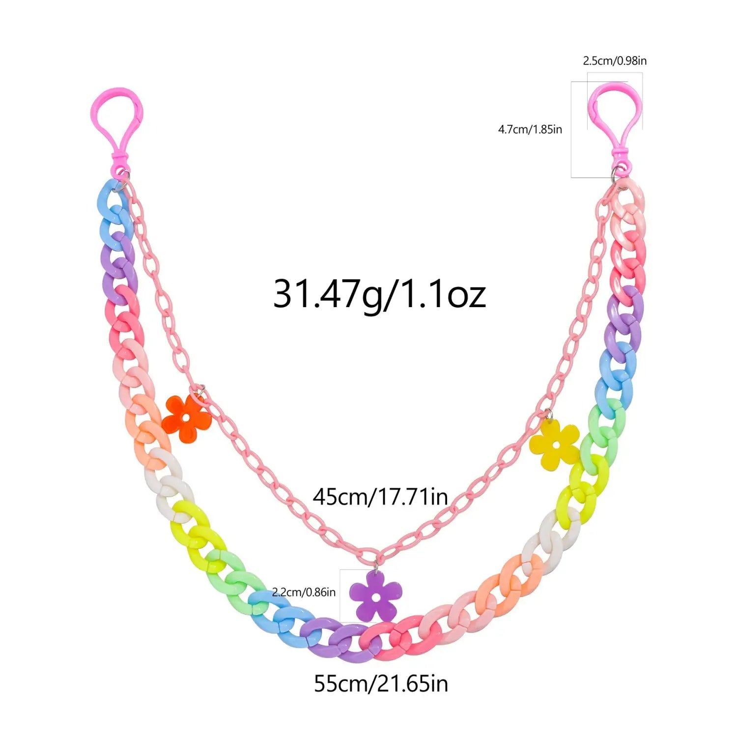 Bohemian Rainbow Resin Chain Keychains Men Women Hip Hop Waist Chain Multicolor Acrylic Flower Pants Trousers Chain Punk Jewelry