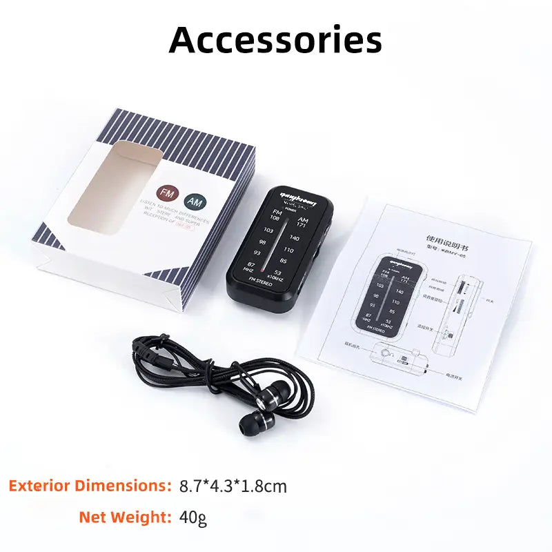 FM/AM Mini Radio | Portable Compact Multi-band 3.5mm Headphone Jack Built-in Speaker Loud Sound For Home/Outdoor/Travel