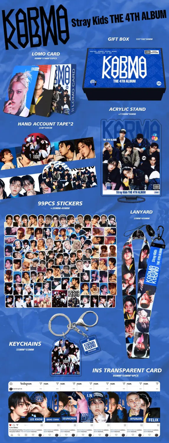 Stray Kids Gift Box Regular Album KARMA FELIX Huang Xuanchen SKZOO Periphery Sticker Small Card Hanging Rope Set Gift