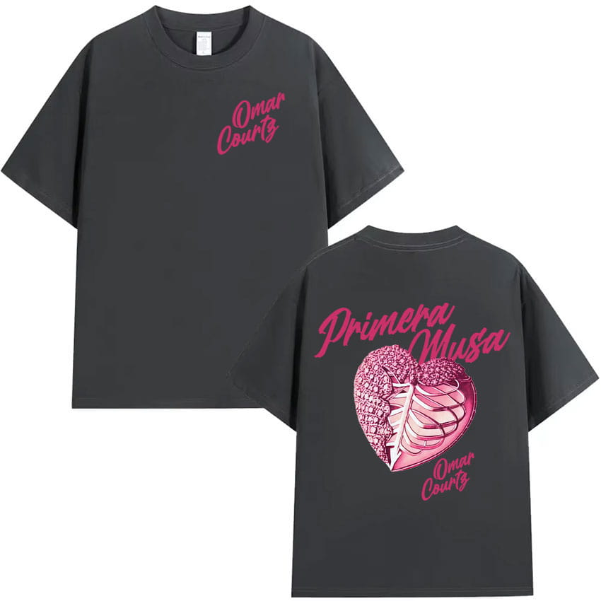 Rapper Omar Courtz Primera Musa 2025 Heart Graphic T-shirt Mens Clothing Hip Hop T Shirt Summer Top Oversized Tshirts Streetwear