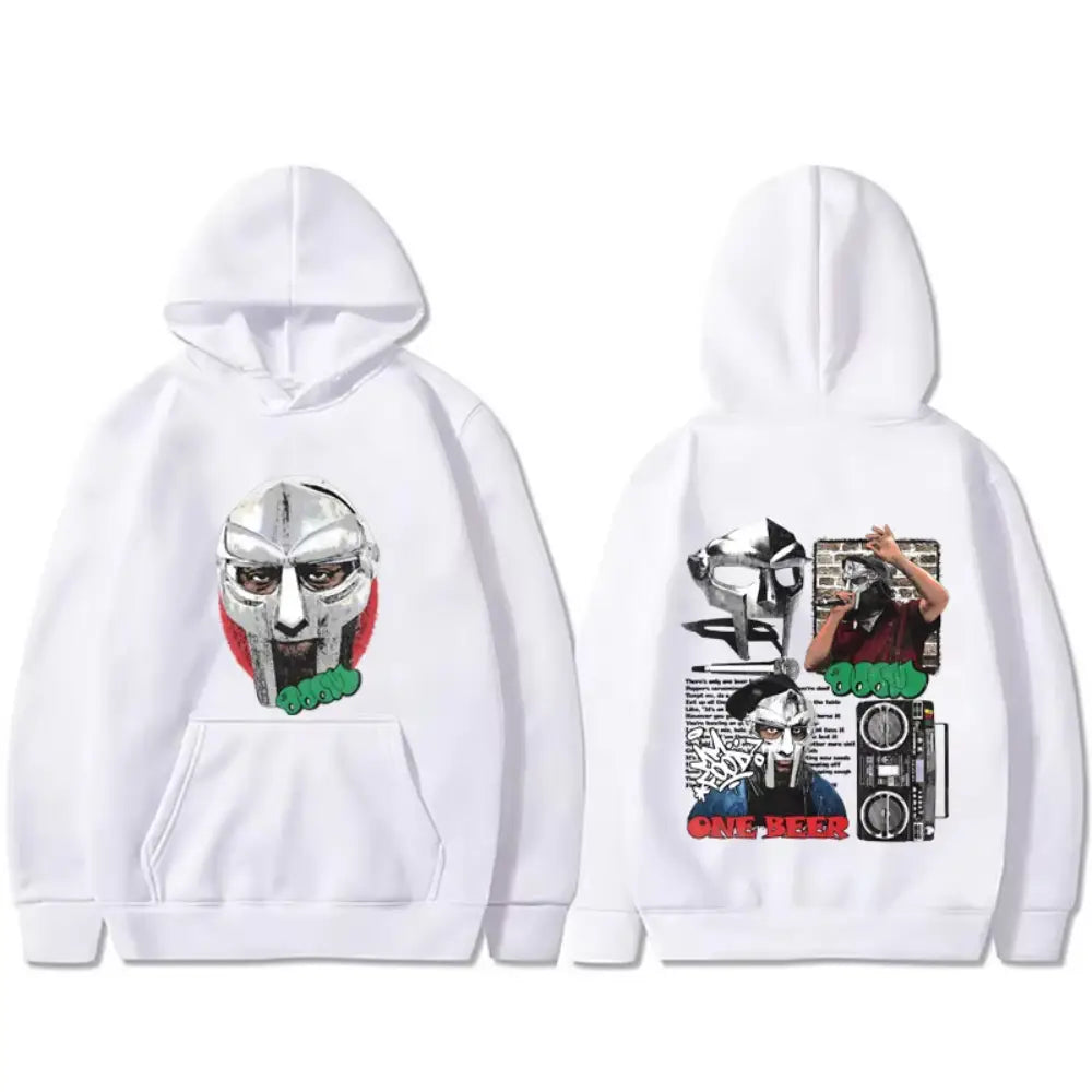 Rapper Mf Doom MM FOOD One Beer Print Hoodie Men Women Hip Hop Fashion Pop Music Pullover Women Vintage Casual Oversized Hoodies